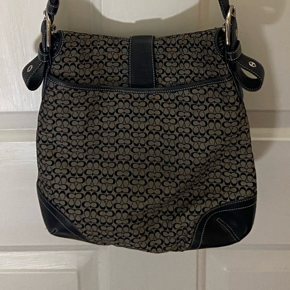 COACH Signature Black Canvas Leather Trim Duffle Bag 6376 - Picture 2 of 11